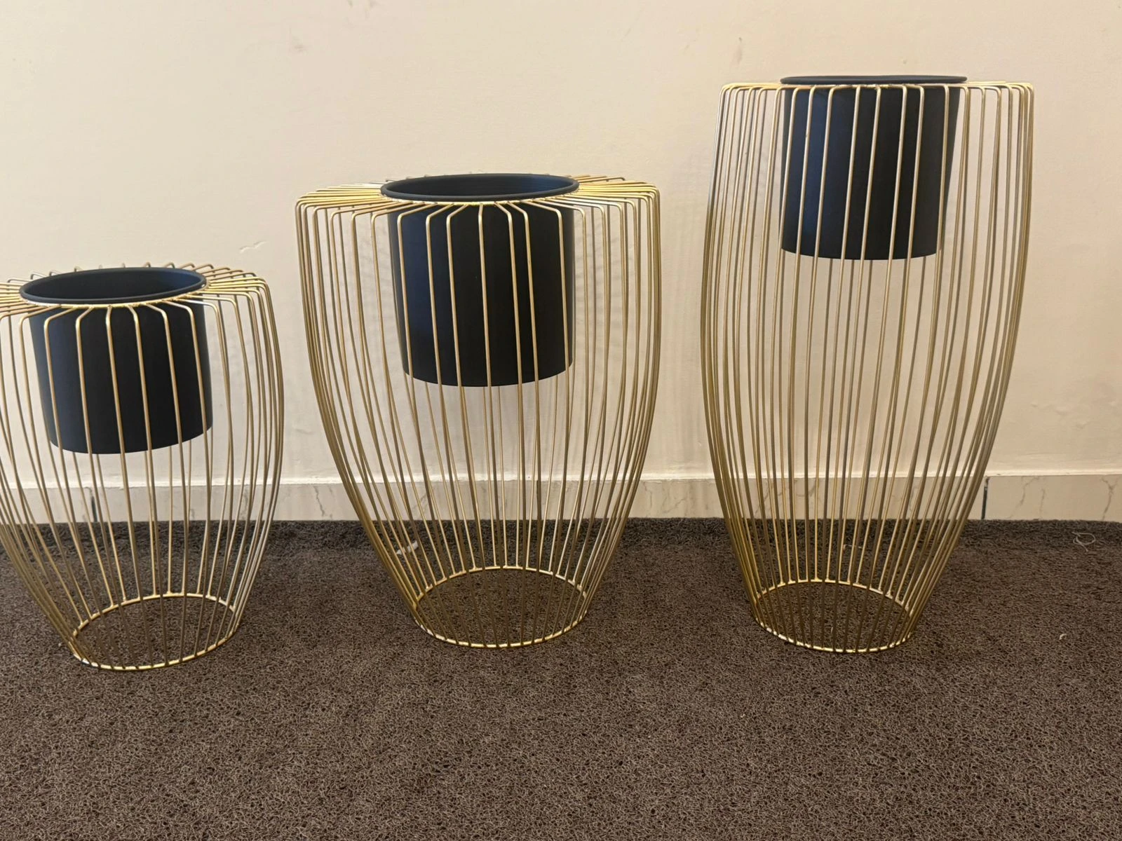 Luxe Gold Wire Nested Planter Set - Modern Decorative Vases - Gold wire nested planters