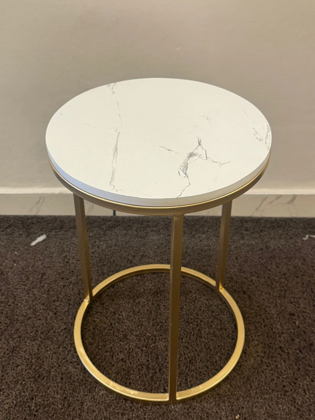 Luxe Gold Marble Side Table - Modern Minimalist Round End Table