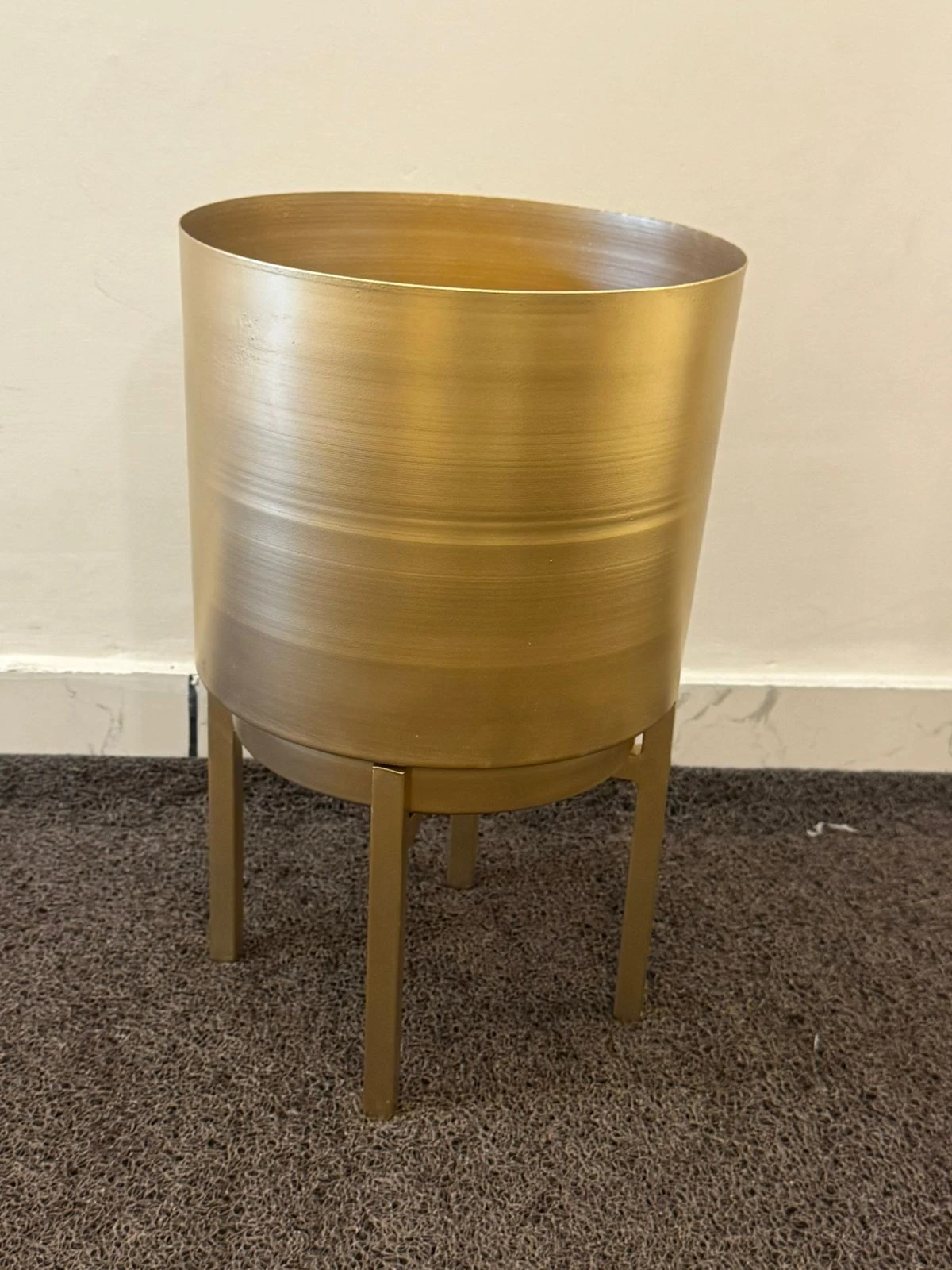 Modern Gold Metallic Planter with Minimalist Stand