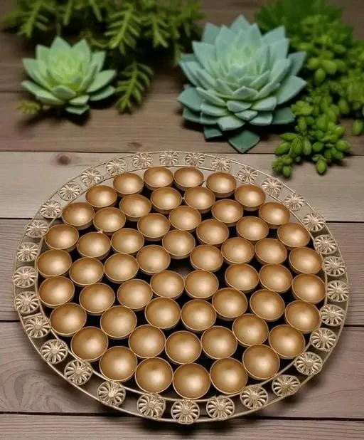 Luxe Gold Mosaic Decorative Plate - Handcrafted Ceramic Statement Piece