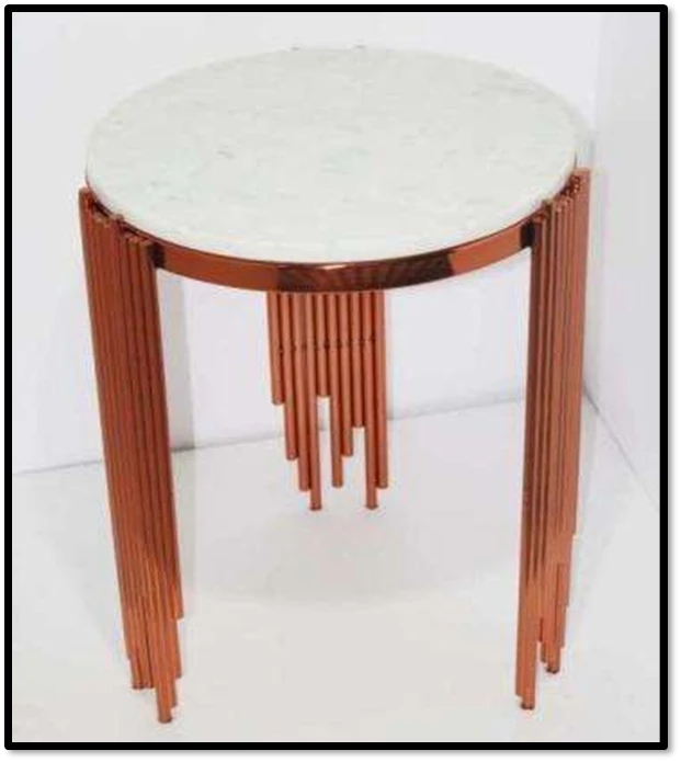 Waterfall Rose Gold & Marble Side Table