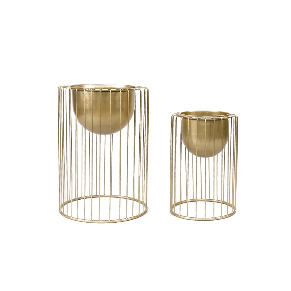 Luxury Gold Iron Planter Stand Set – Modern Indoor Decorative Flower Pots (Set of 2) - Image 5