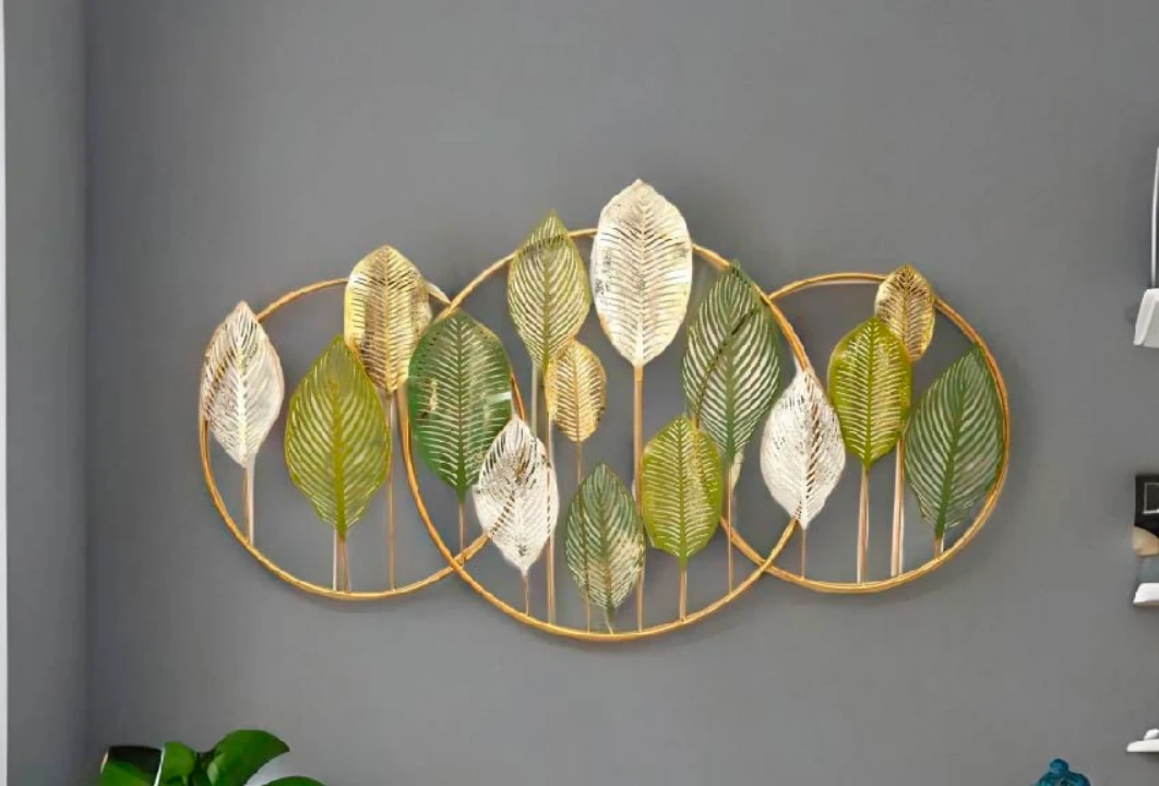 Golden Leaf Symphony - Modern Metal Wall Art Decor