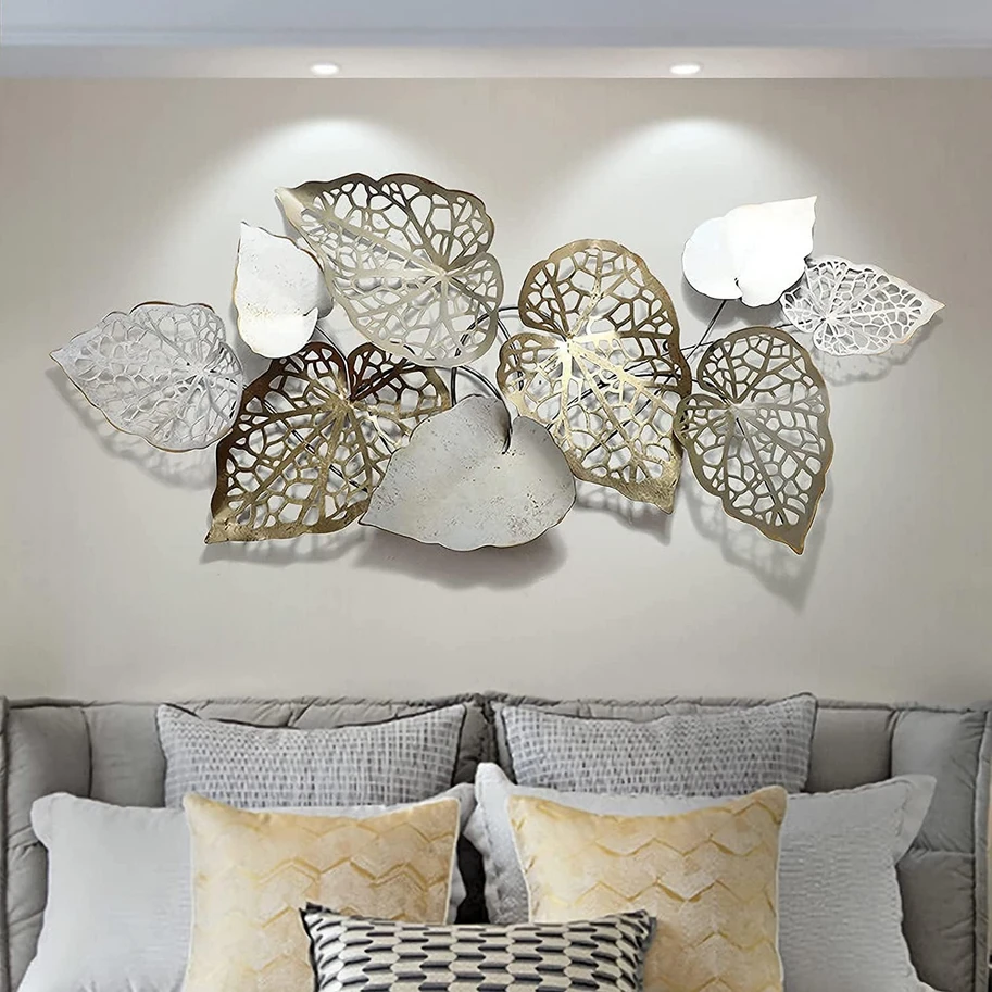 Intricate Metallic Leaf Wall Art - Elegant Modern Metal Wall Sculpture