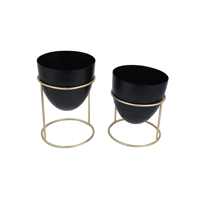 Modern Black & Gold Planter Set – Elegant Indoor Décor - Image 4